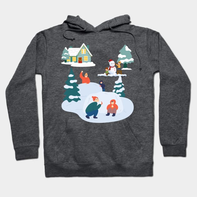 Children playing snowball outside Hoodie by Zobayer